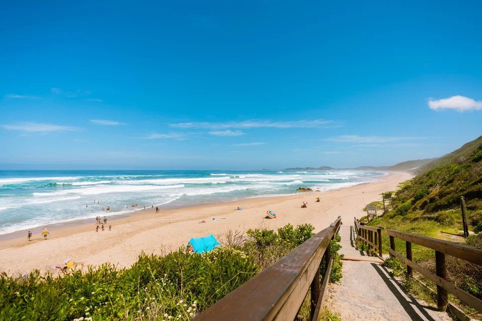 Brenton-on-Sea beach: the starting coastline for the featured walk.
