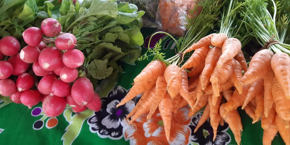 Fresh produce pictured in the regional market article — market context; camera location is not verified as Harkerville.