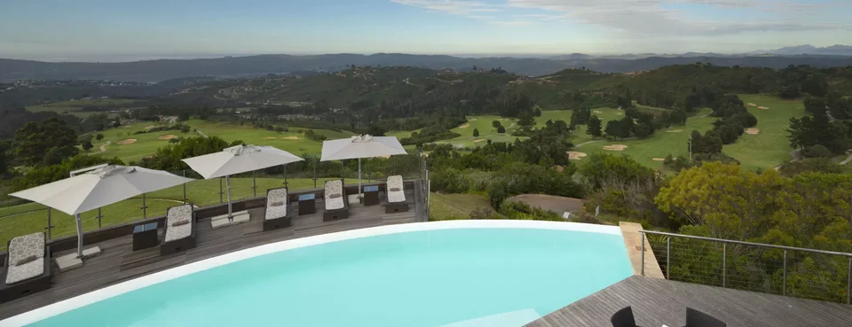 Simola Golf Course - estate view with pool and course in the distance.